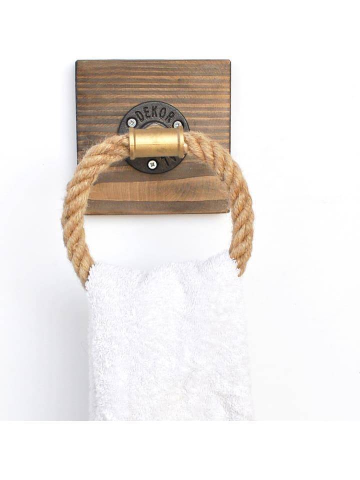 Evila Towel holder "Boruraf183" in walnut - (B) 14 x (H) 14 x (t) 10 cm