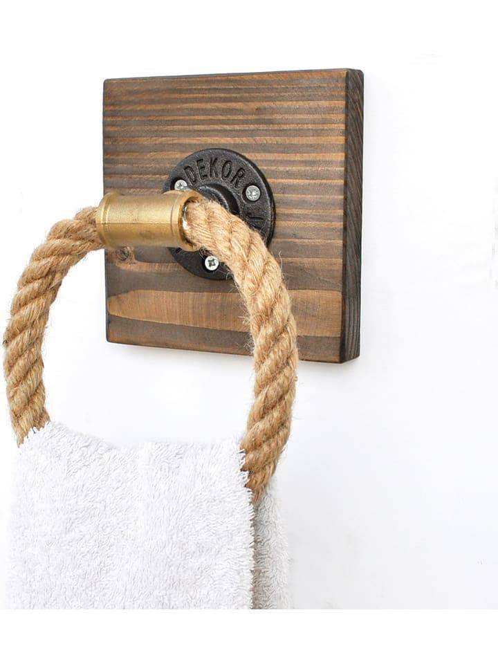 Evila Towel holder "Boruraf183" in walnut - (B) 14 x (H) 14 x (t) 10 cm