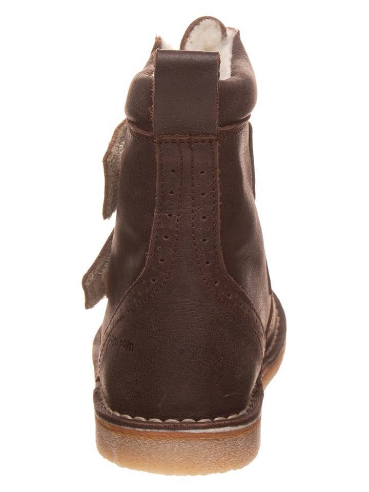 POM POM Leather winter boots in brown 32