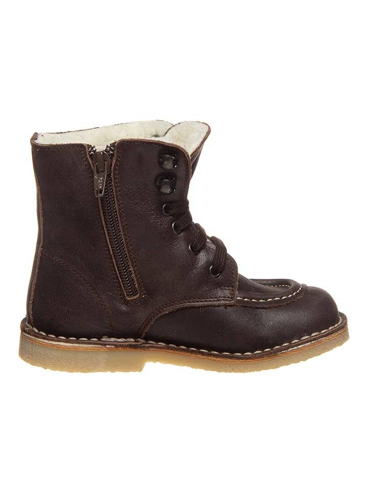 POM POM Leather winter boots in brown 34