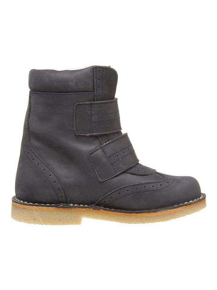 POM POM Leather winter boots in dark blue 24