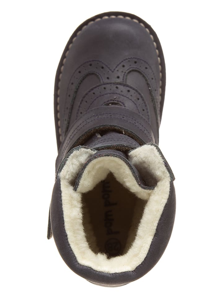 POM POM Leather winter boots in dark blue 25