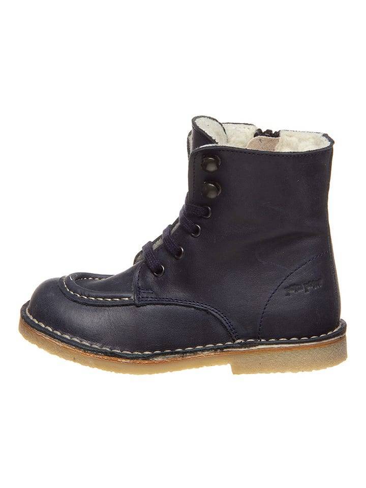 POM POM Leather winter boots in dark blue 30