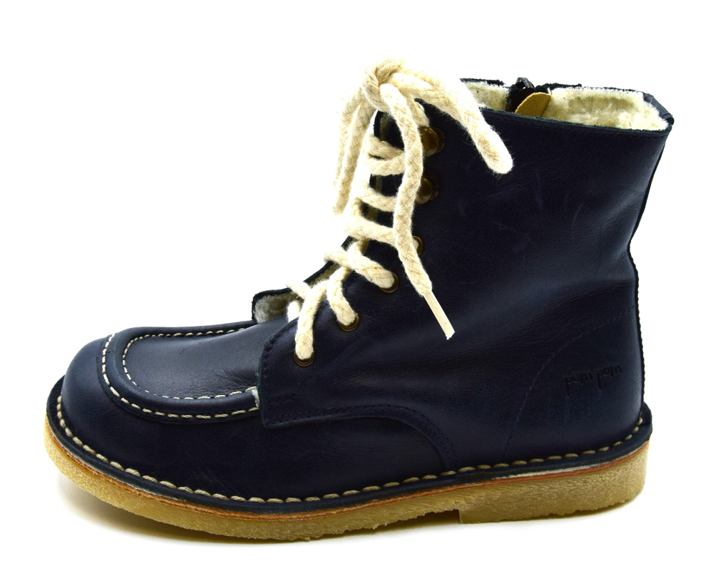 POM POM Leather winter boots in dark blue 30