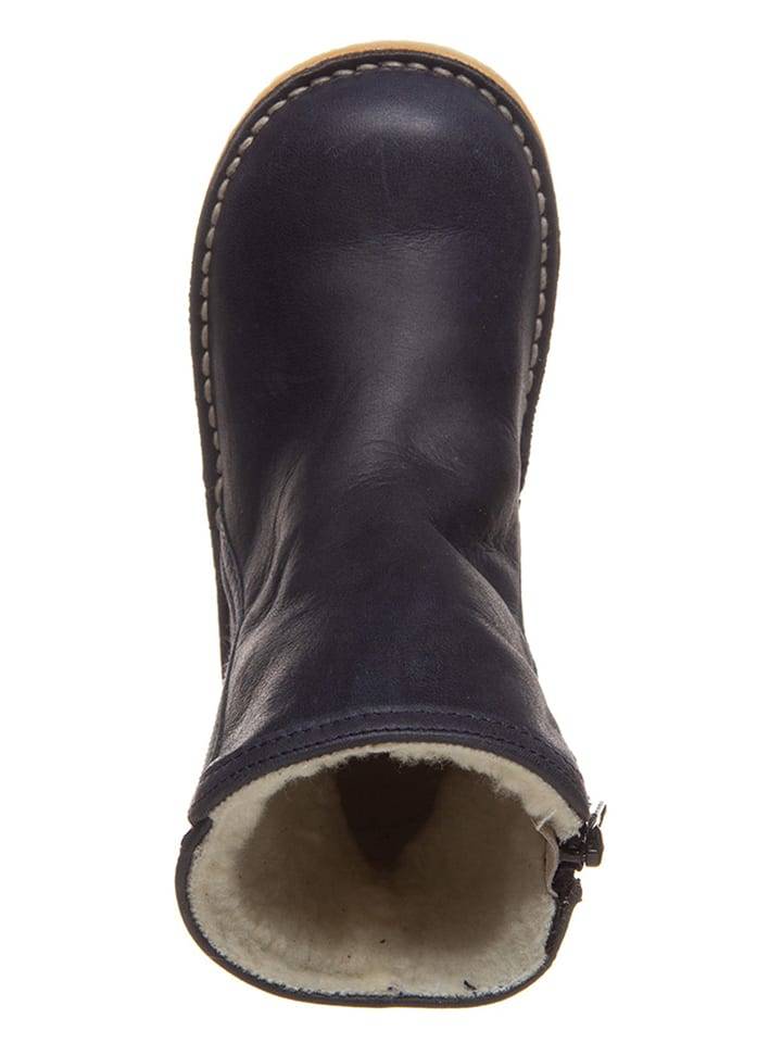 POM POM Leather winter boots in dark blue 35