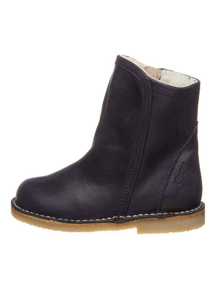 POM POM Leather winter boots in dark blue 35