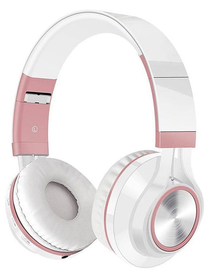 SmartCase Bluetooth-on-ear headphones in white / pink