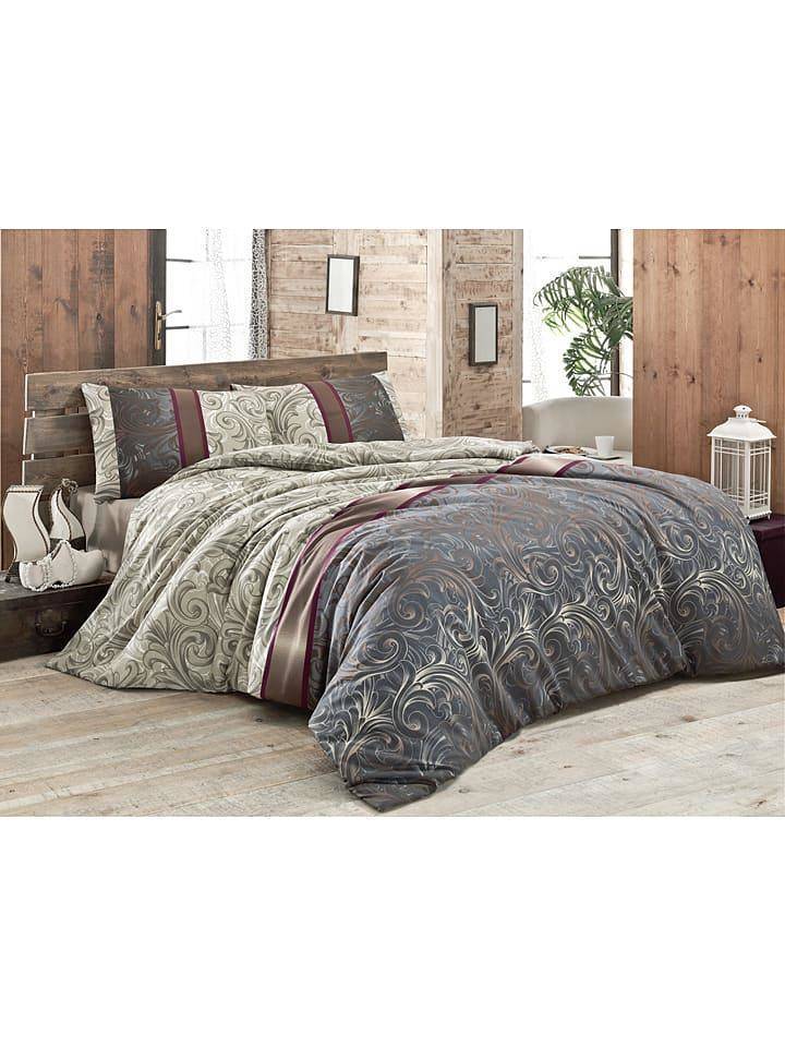 Sweet Home Renforcé bedding set "Hürrem" in cream / brown / gray 135x200 cm