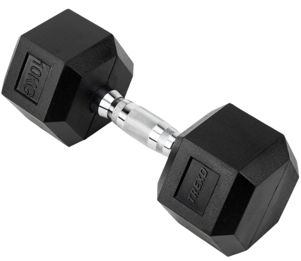 Hantel ogumowany TREXO Hex 10 kg