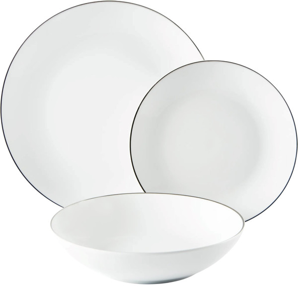 Zestaw 18-częściowy platynowej porcelany Excelsa w kolorze białym i srebrnym