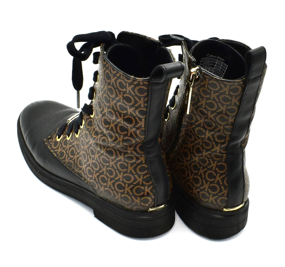 Calvin Klein Cleat Biker Boot - Mono Mix BOTKI damskie 38