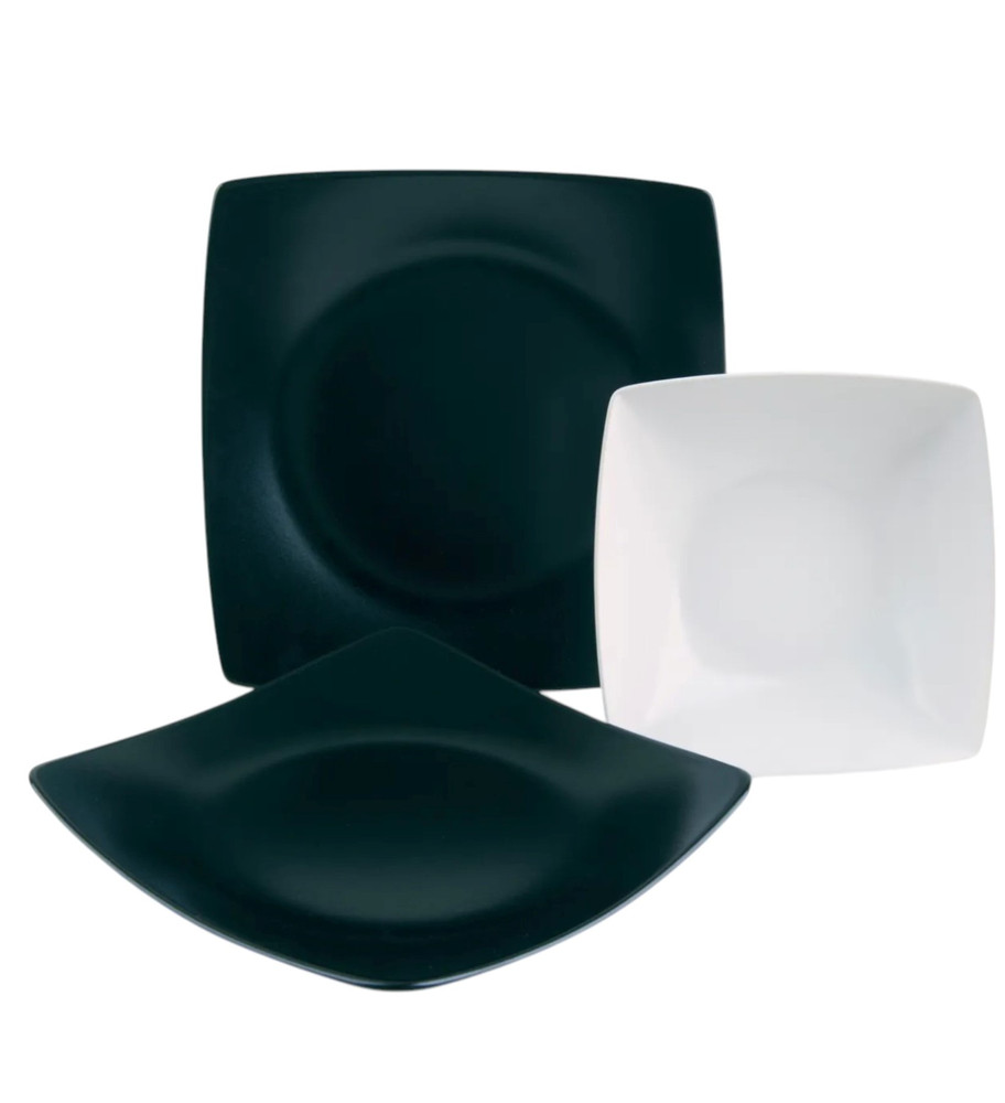 Zestaw zastawy stołowej Excelsa 12-częściowy Eclipse Ceramic biało-czarny