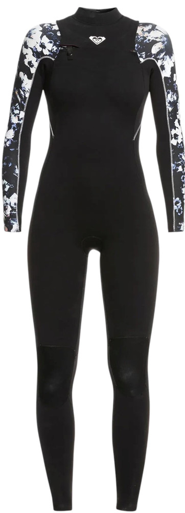 Pianka do pływania damska ROXY 4/3 mm Elite Chest Zip GBS true black/black flowers S