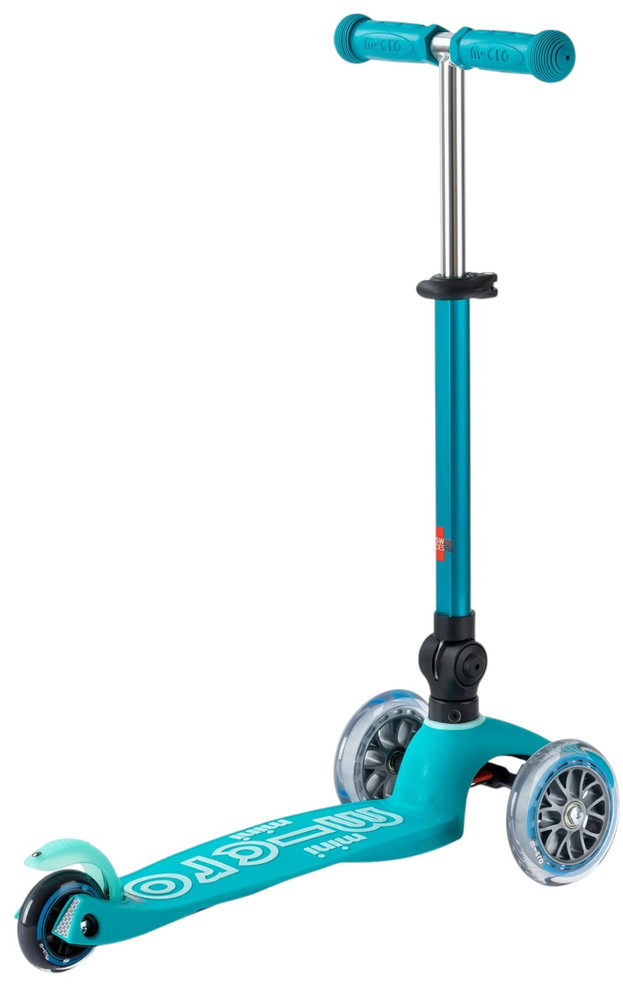 Hulajnoga trójkołowa dziecięca Micro Mini Deluxe Foldable LED aqua 