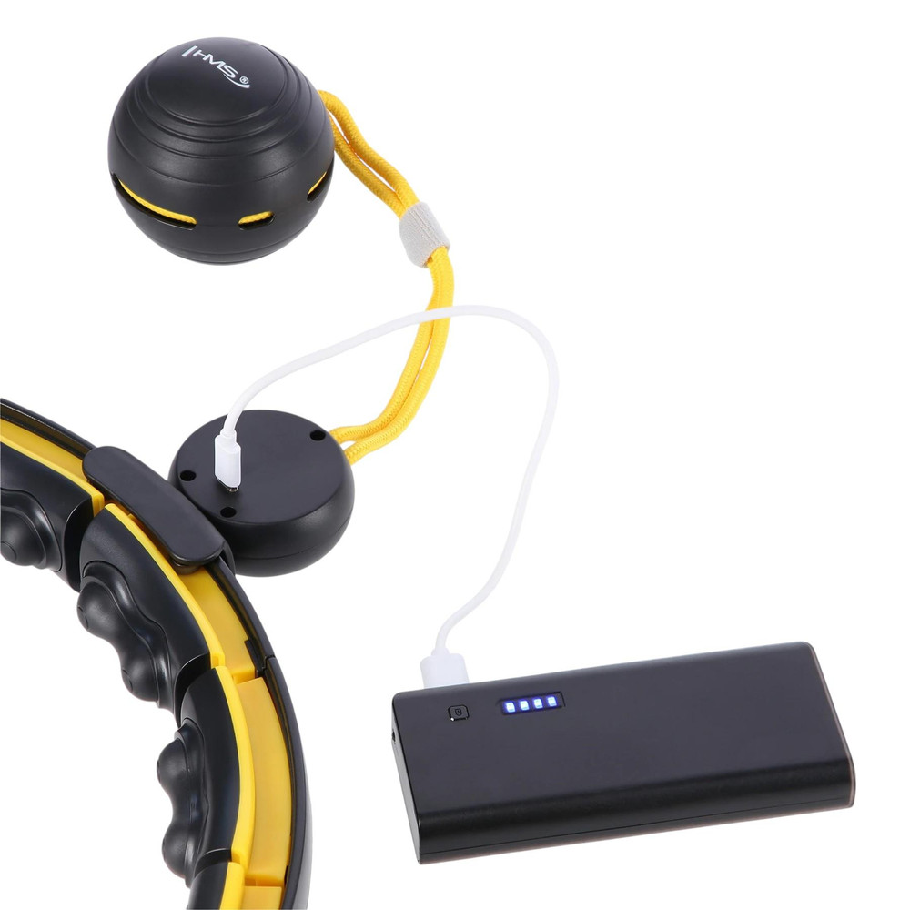 HHM21 HULA HOP BLACK/YELLOW Z MAGNESAMI, WYPUSTKAMI TPE I OBCIĄŻNIKIEM + LICZNIK HMS 