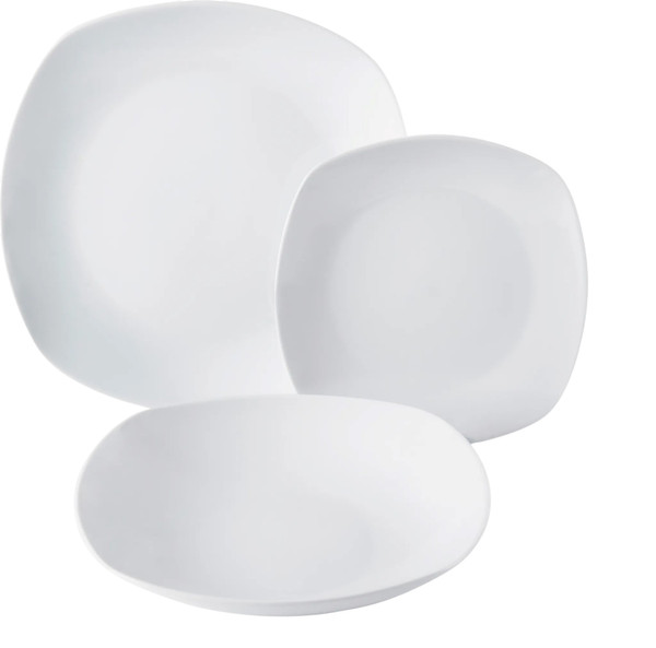 Zestaw naczyń Excelsa 18-częściowy kwadratowy porcelanowy biały
