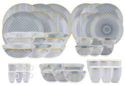 Serwis obiadowy ceramika - porcelana na 6 osób 42 elementy kolor szary