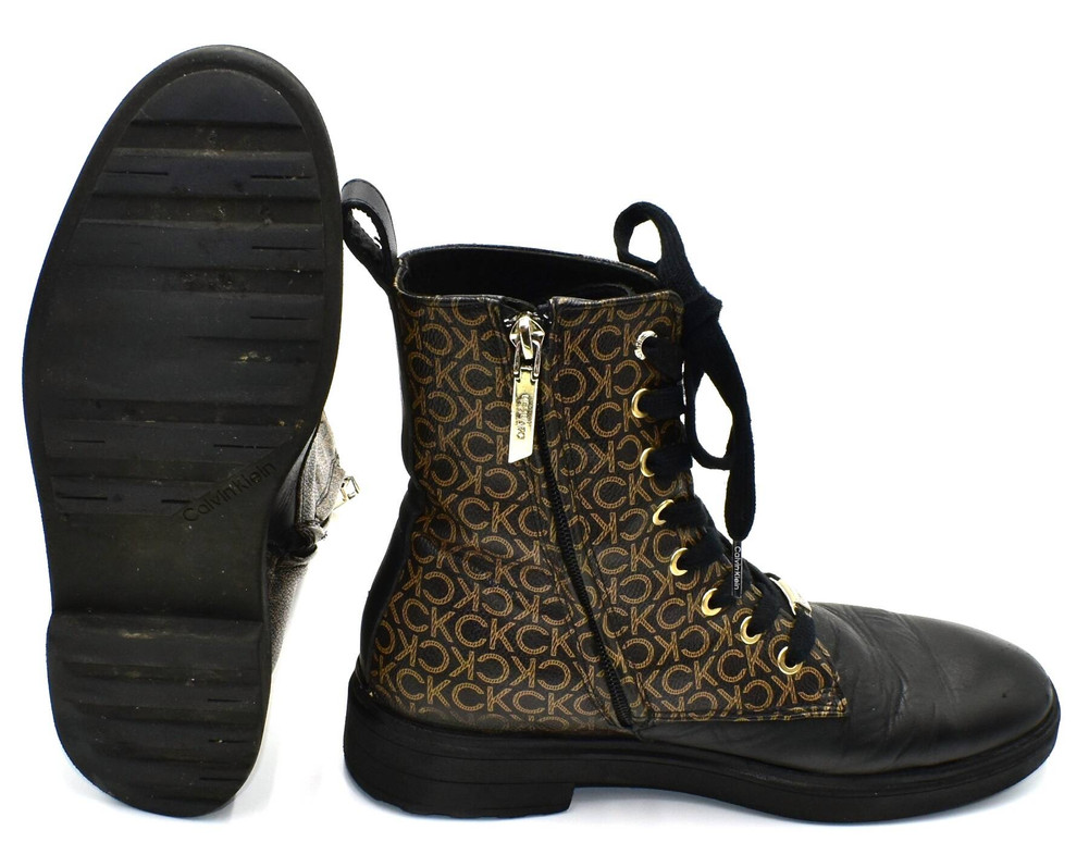 Calvin Klein Cleat Biker Boot - Mono Mix BOTKI damskie 38