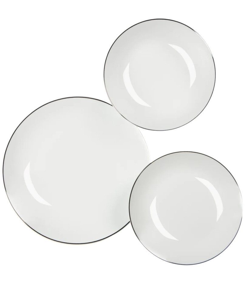  Zestaw 18-częściowy  platynowej porcelany Excelsa w kolorze białym i srebrnym