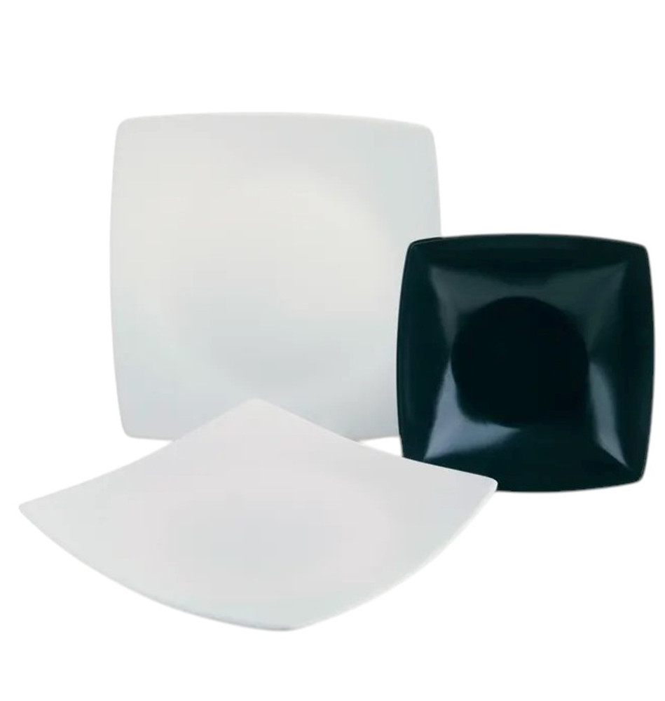 Zestaw zastawy stołowej Excelsa 12-częściowy Eclipse Ceramic biało-czarny