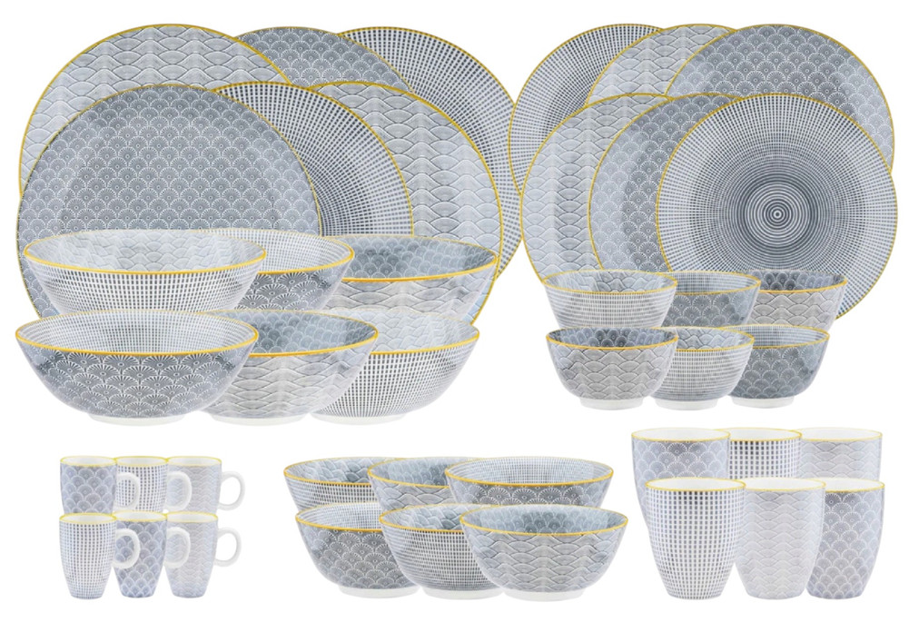 Serwis obiadowy ceramika - porcelana na 6 osób 42 elementy kolor szary