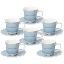Tognana Shabby Azzurro 6 Filiżanek Z Podstawkami do Herbaty 300 ml