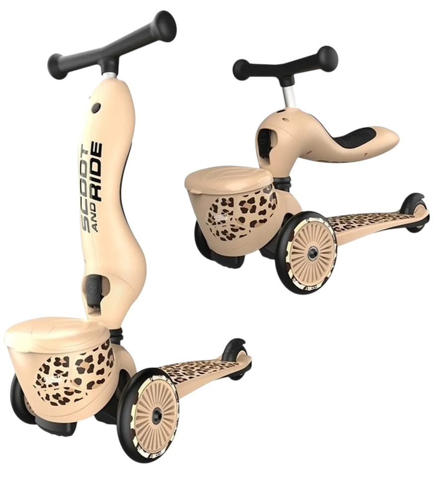 Scoot & Ride, Highwaykick 1, Lifestyle, jeździk i hulajnoga 2w1, Leopard 1-5 lat