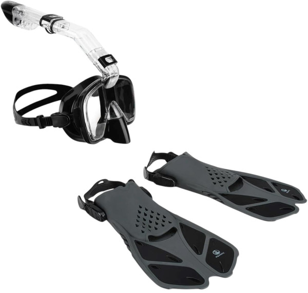 Zestaw Do Snorkelingu Maska Klasyczna z Płetwami Paskowymi Dla Dorosłych S/M SMFK-01LC