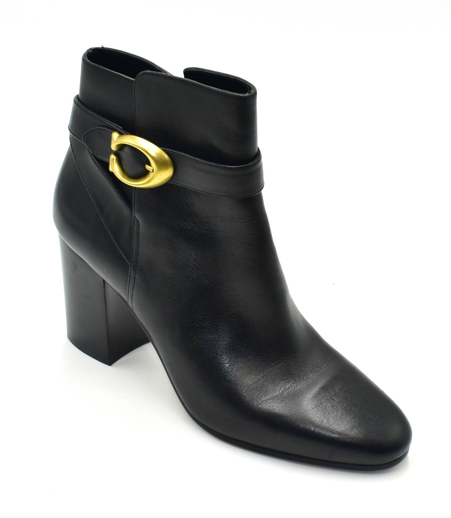 Coach delaney signature buckle heel bootie sale